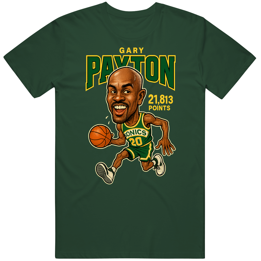Gary Payton Basketball Caricature T Shirt
