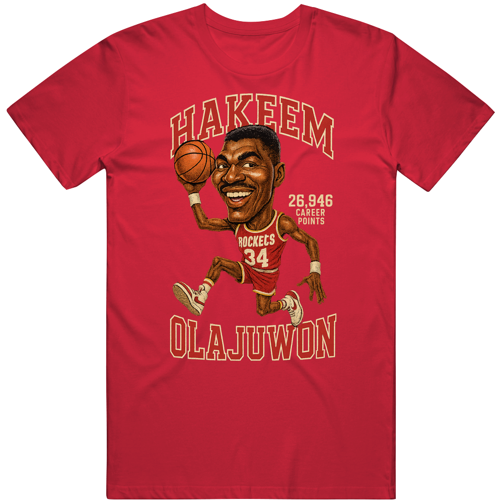 Hakeem Olajuwon Basketball Caricature T Shirt