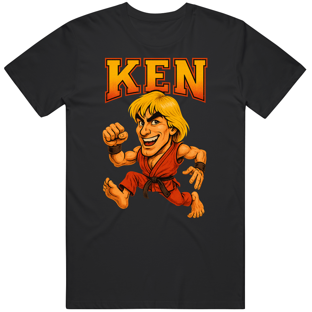 Ken Street Fighter Video Game Caricature T Shirt