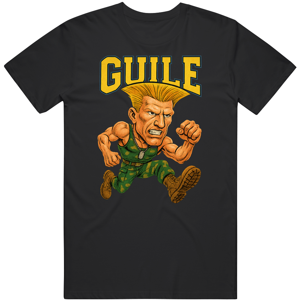 Guile Street Fighter Video Game Caricature T Shirt