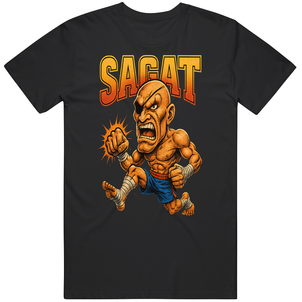 Sagat Street Fighter Video Game Caricature T Shirt