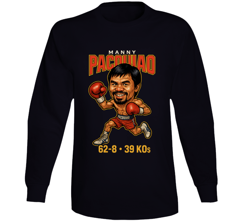 Manny Pacquiao Caricature Boxing Record Long Sleeve T Shirt