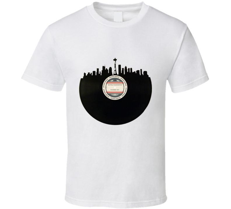 Seattle Washington City Line Record T Shirt Seattle Washington City Line Record T Shirt