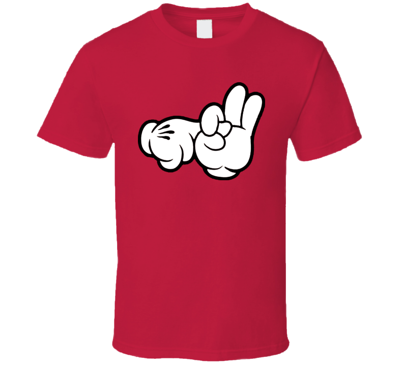 Cartoon Hand Position Hand Finger 3rd Base T Shirt