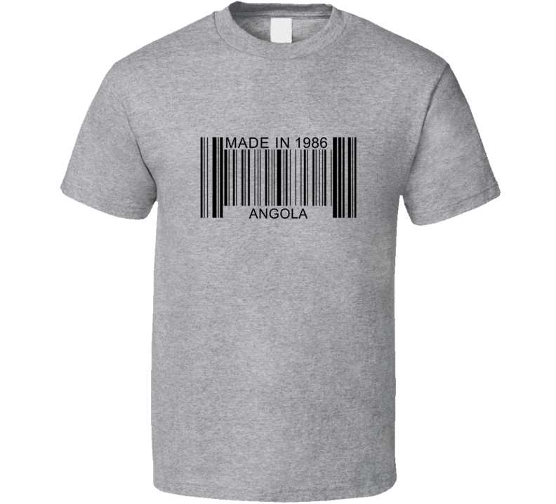 Made In 1986 In Angola Barcode Cool Country T Shirt