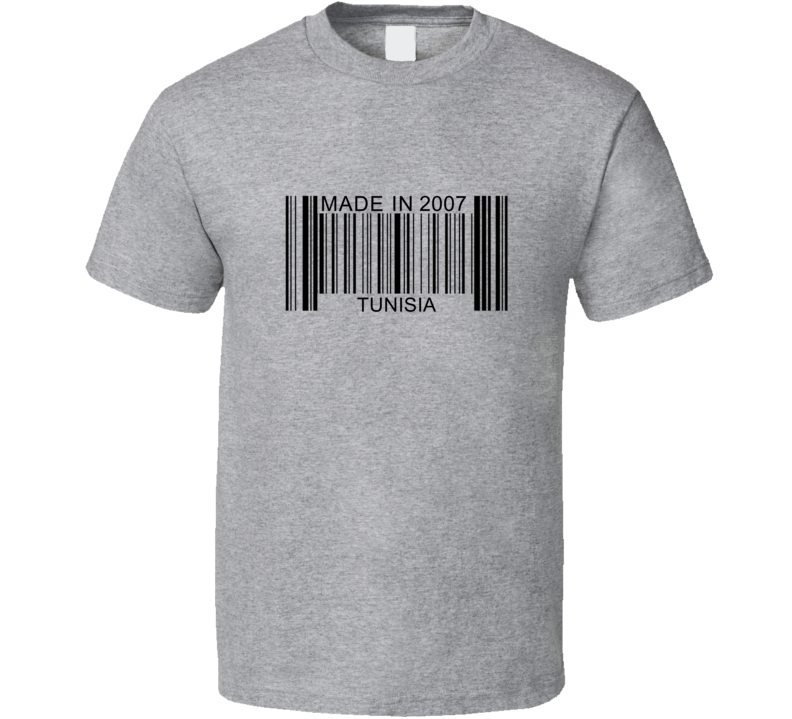 Made In 2007 In Tunisia Barcode Cool Country T Shirt