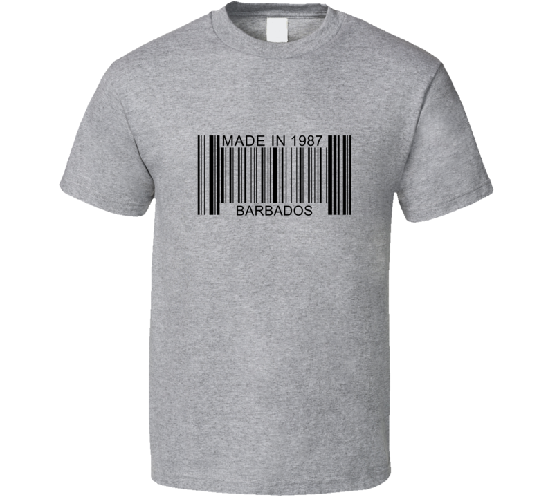 Made In 1987 In Barbados Barcode Cool Country T Shirt