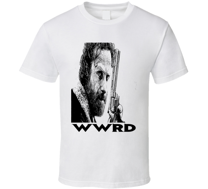 Walking Dead What Would Rick Do new design Sherriff Rick Grimes with Colt Python distressed style t-shirt Walking Dead What Would Rick Do new design Sherriff Rick Grimes with Colt Python distressed style t-shirt