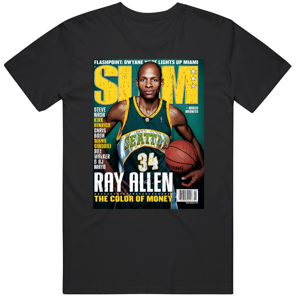 Slam Magazine Issue 87 Ray Allen Popular Basketball Magazine Grunge Look T Shirt Slam Magazine Issue 87 Ray Allen Popular Basketball Magazine Grunge Look T Shirt