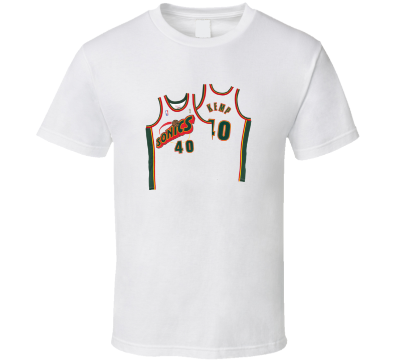Shawn Kemp Retro front and back Jersey T Shirt Shawn Kemp Retro front and back Jersey T Shirt