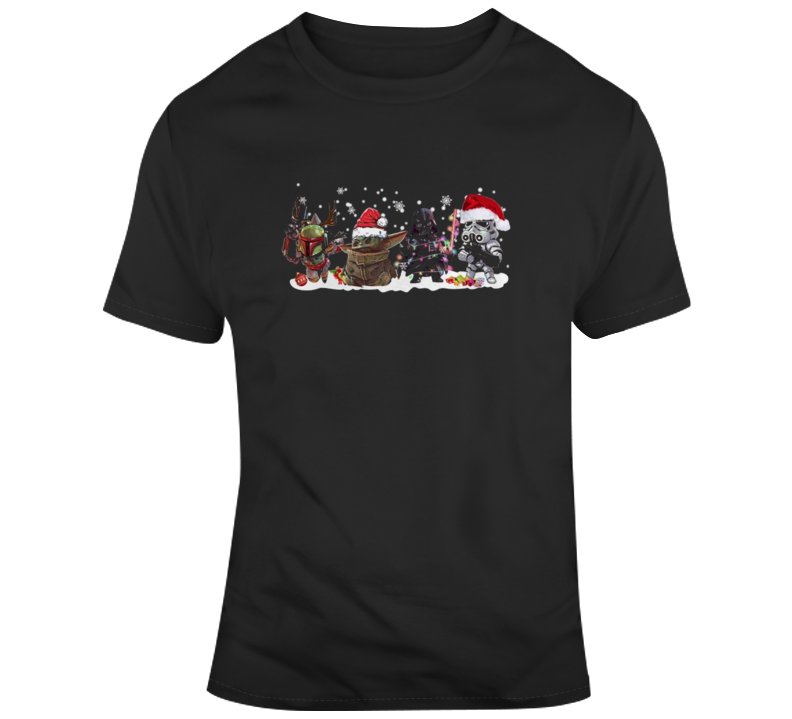 Boba Fett Baby Yoda Fan Darth Vader Stormtrooper Christmas Fan T Shirt