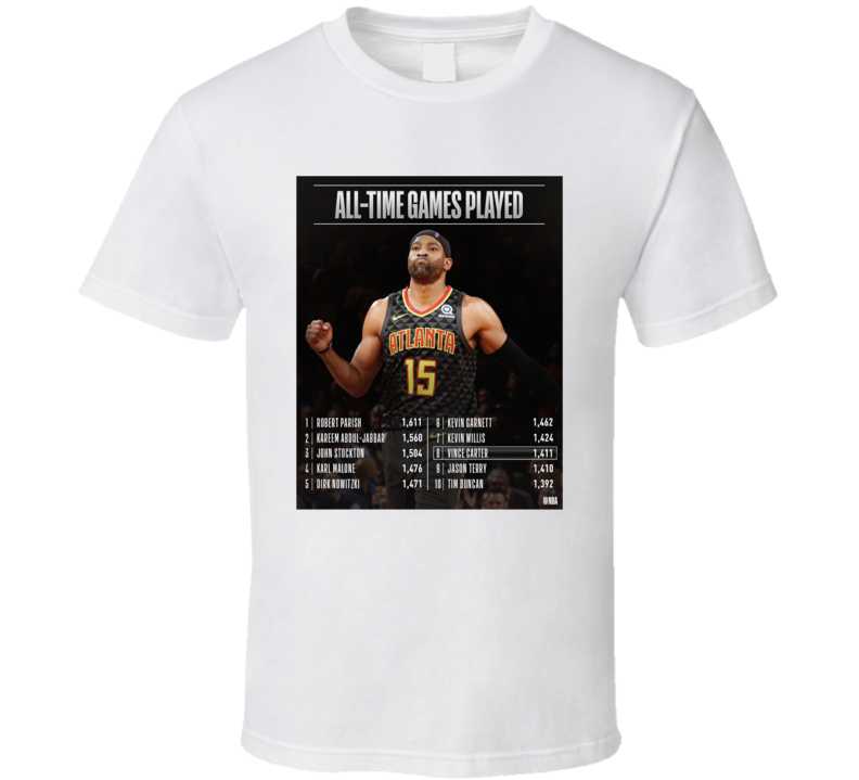 Thank You Vince Carter Games Played Stats T Shirt