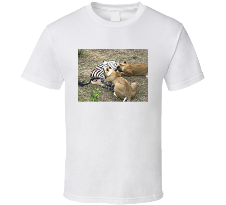 Lion Pride Eating Zebra T Shirt