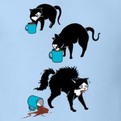 Coffee Drinking Cat Spilling Funny T-shirt 33436282