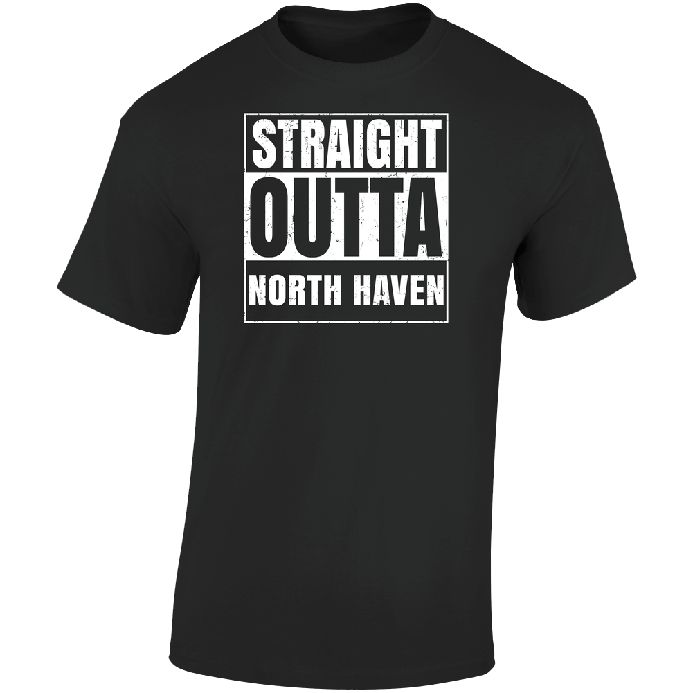 Straight Outta North Haven Maine City Compton Parody Grunge Retro Graphic Unisex Soft Cotton Black T Shirt Straight Outta North Haven Maine City Compton Parody Grunge Retro Graphic Unisex Soft Cotton Black T Shirt