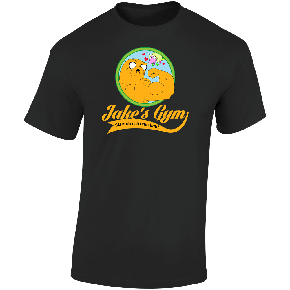 Jake's gym t-shirt adventure time tee jake and finn Retro Graphic Unisex Soft Cotton Black T Shirt
