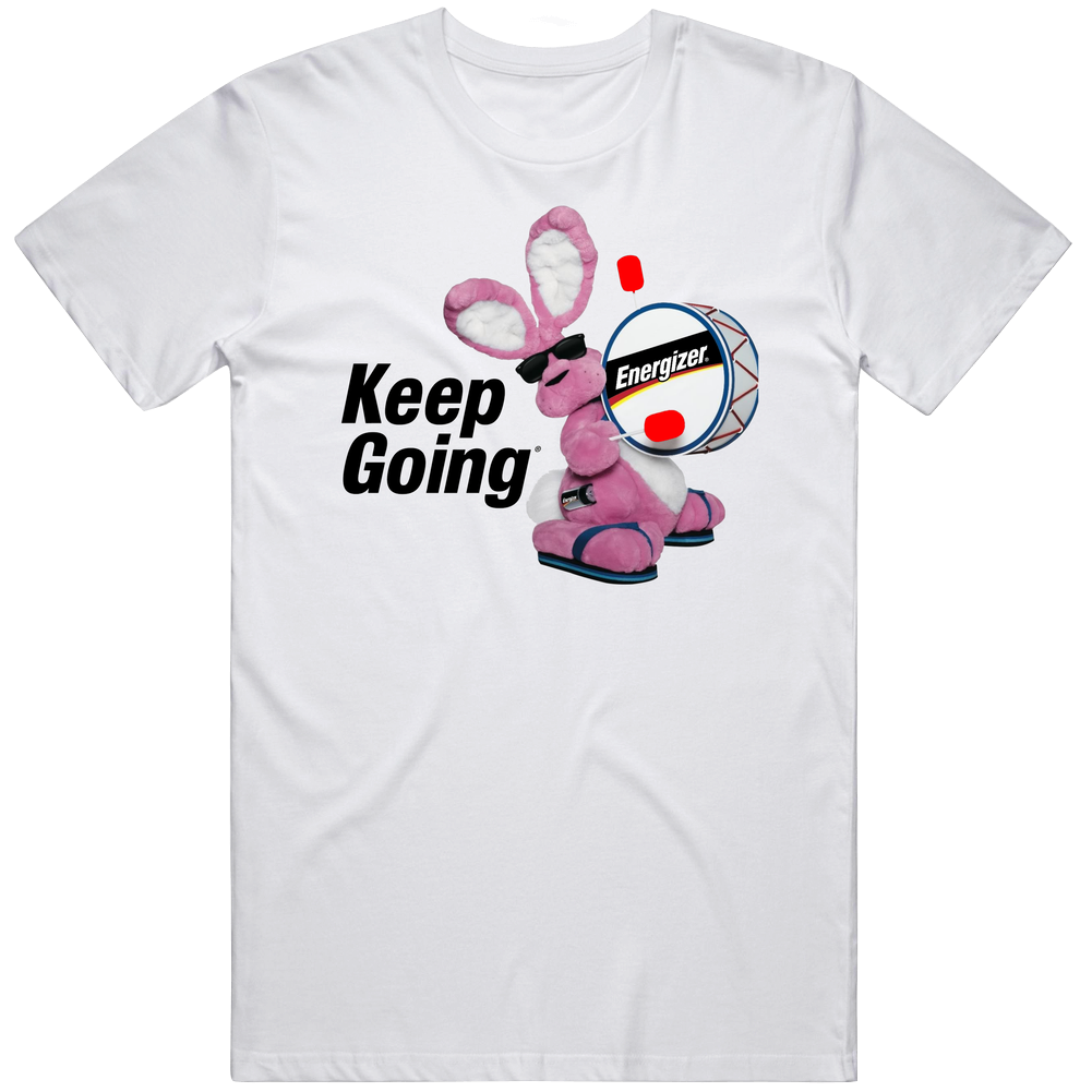 Energizer Bunny Keep Going Battery Retro Graphic Unisex Cotton White Classic Unisex Soft Cotton tee T Shirt