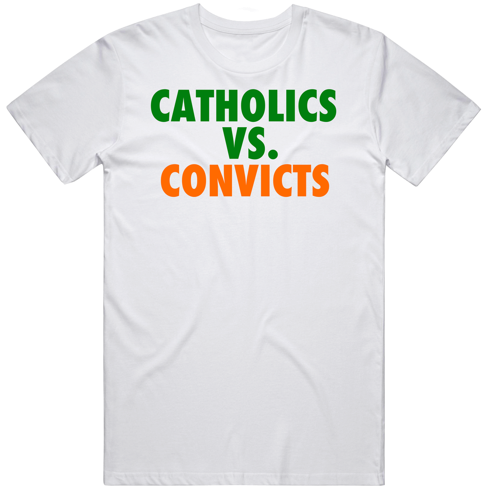 Catholics Vs Convicts 1988 College Rivalry Football Sport Unisex Soft Cotton tee T Shirt Catholics Vs Convicts 1988 College Rivalry Football Sport Unisex Soft Cotton tee T Shirt