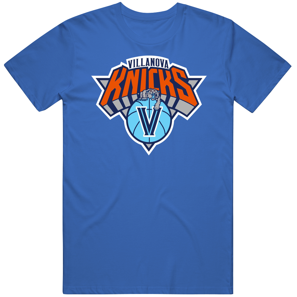 Villanova Knicks New York Mashup Parody Sports Unisex Soft Cotton tee T Shirt Villanova Knicks New York Mashup Parody Sports Unisex Soft Cotton tee T Shirt