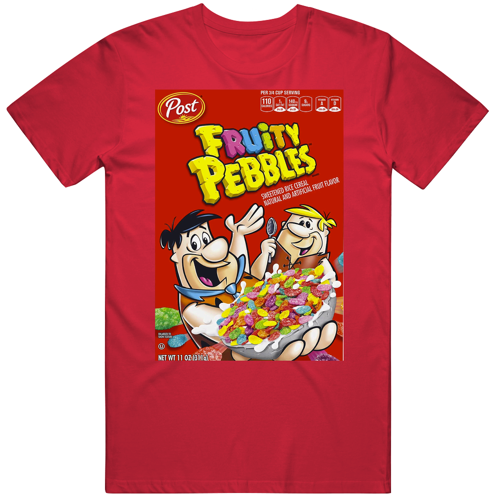 Fruity Pebbles Box Greatest Cereal Of All Time Breakfast Fan Foodie Unisex Soft Cotton tee T Shirt Fruity Pebbles Box Greatest Cereal Of All Time Breakfast Fan Foodie Unisex Soft Cotton tee T Shirt