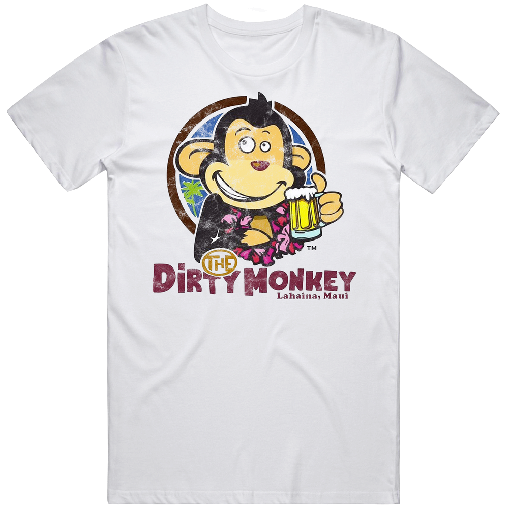 The Dirty Monkey Maui Hawaii Restaurant Worn Look Unisex Soft Cotton tee T Shirt The Dirty Monkey Maui Hawaii Restaurant Worn Look Unisex Soft Cotton tee T Shirt
