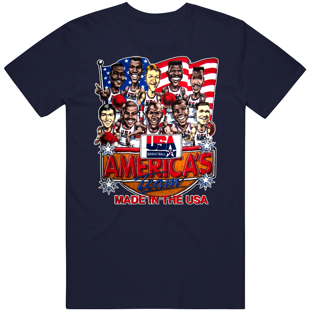 Usa Basketball 1992 Dream Team Caricature Unisex Soft Cotton tee T Shirt Usa Basketball 1992 Dream Team Caricature Unisex Soft Cotton tee T Shirt