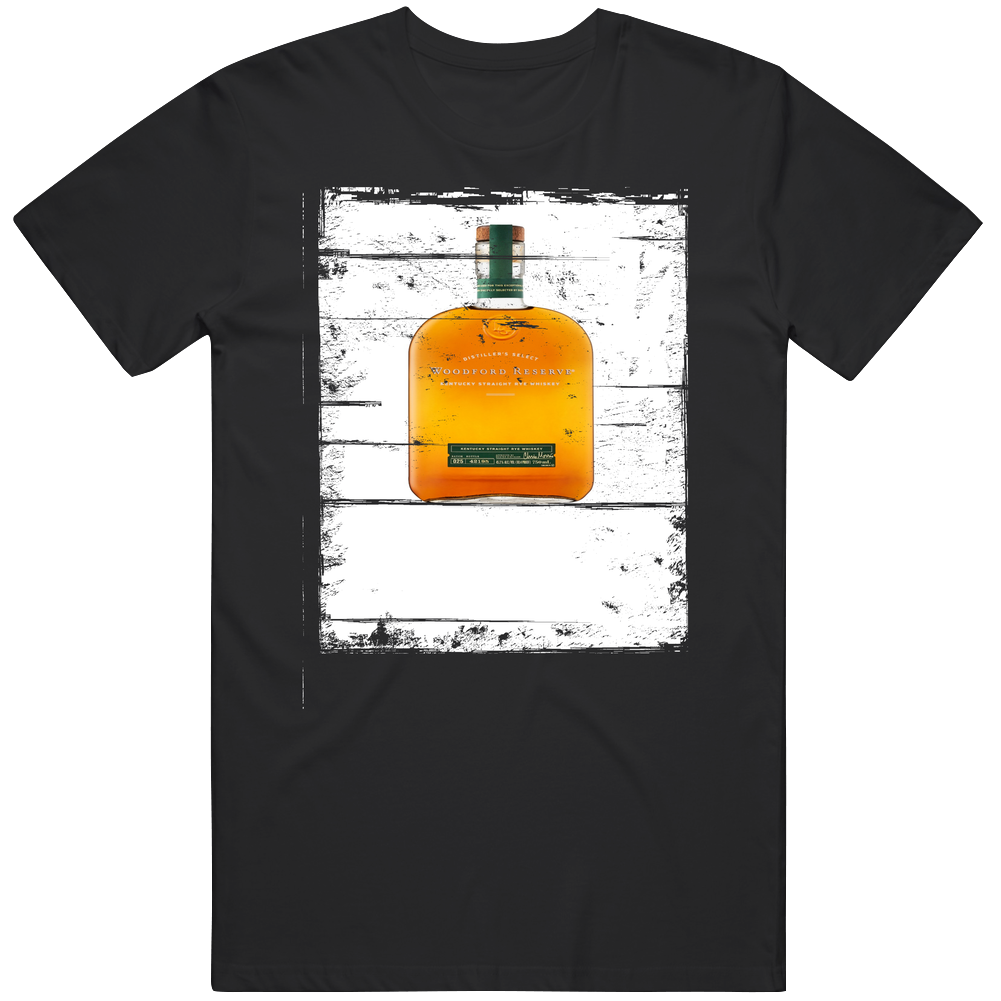 Woodford Reserve Bourbon Bottle Alcohol Drinking Gift Cool Distressed Look Retro Graphic Unisex Cotton Black Unisex Soft Cotton tee T Shirt