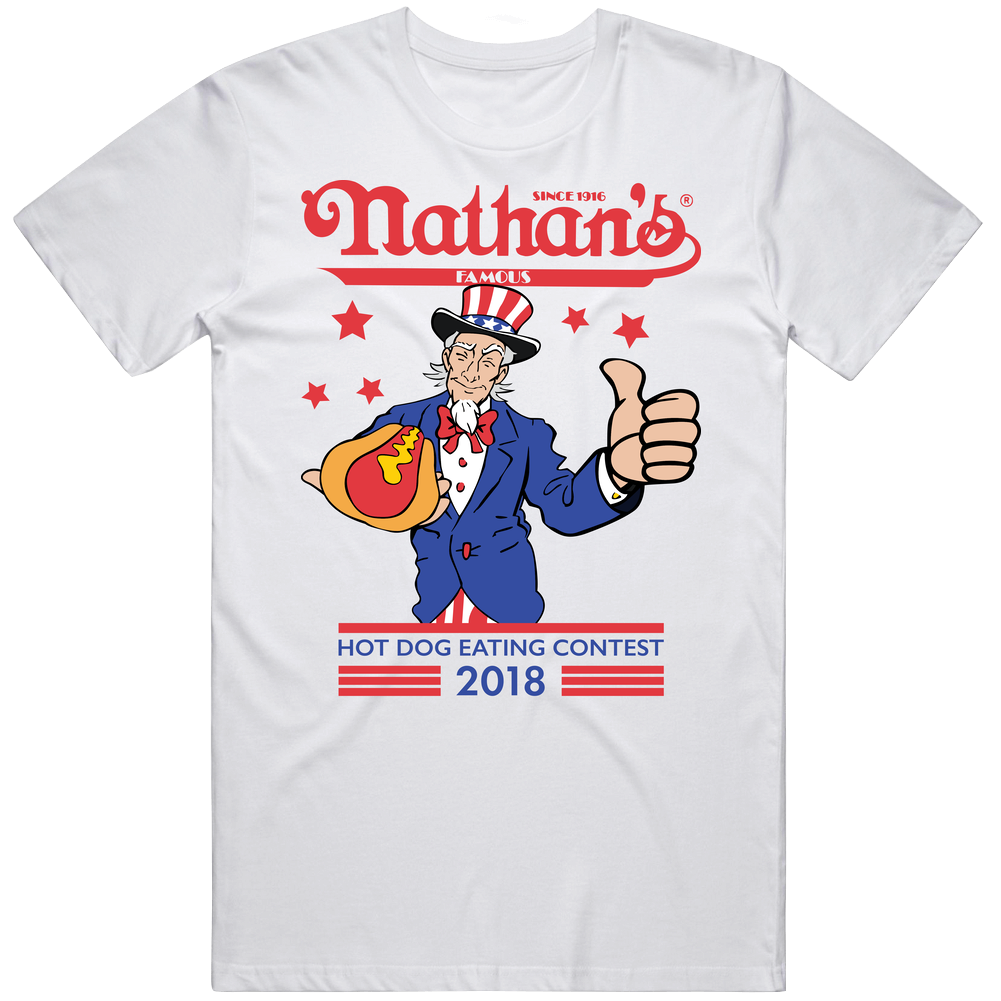 Nathan's Famous Hot Dog Eating Contest Joey Chestnut Unisex Soft Cotton tee T Shirt Nathan's Famous Hot Dog Eating Contest Joey Chestnut Unisex Soft Cotton tee T Shirt