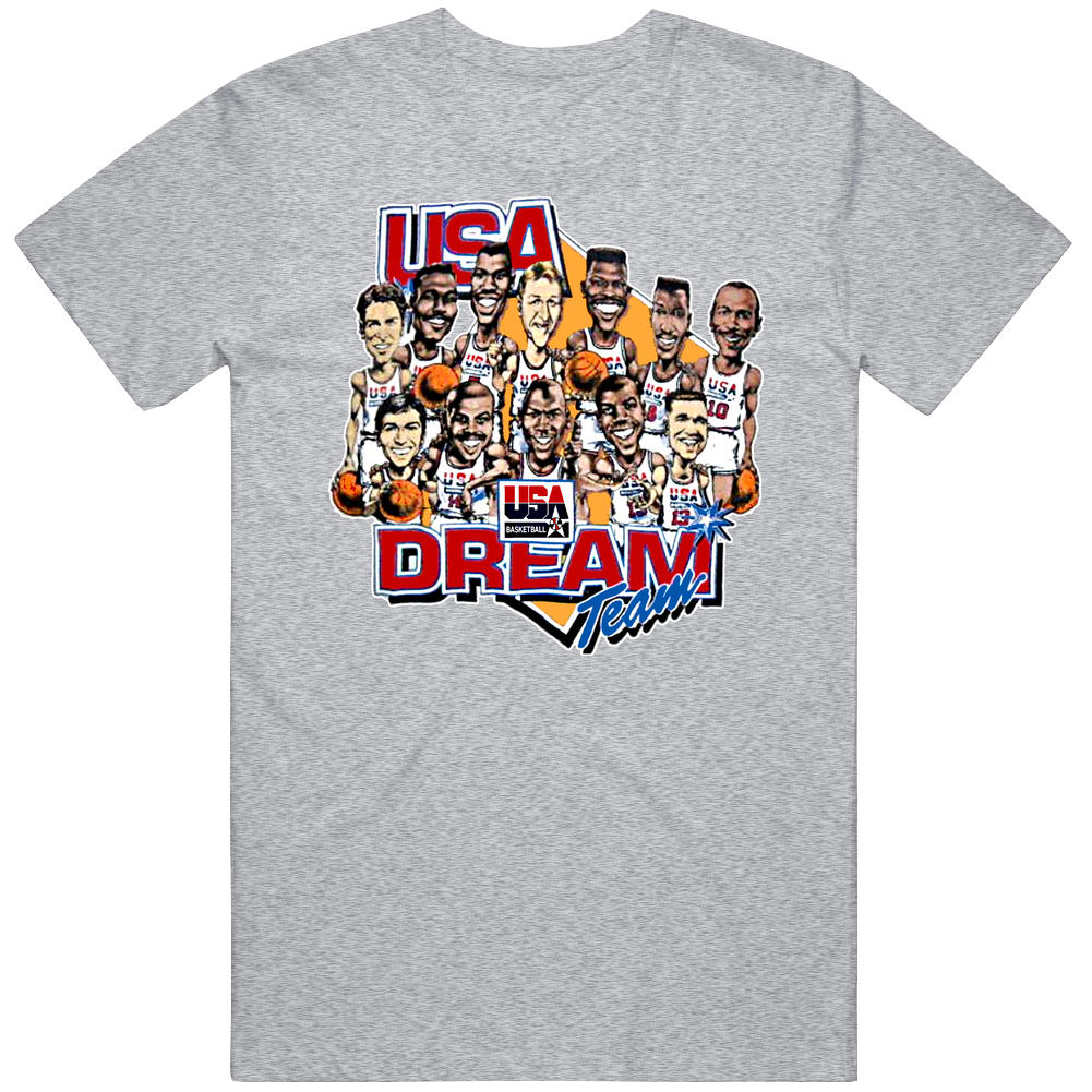 Usa Dream Team Retro Caricature Basketball Cotton Unisex Unisex Soft Cotton tee T Shirt Usa Dream Team Retro Caricature Basketball Cotton Unisex Unisex Soft Cotton tee T Shirt