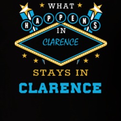 Clarence Erie County New York State What Happens In Stays In Parody T Shirt 5448167