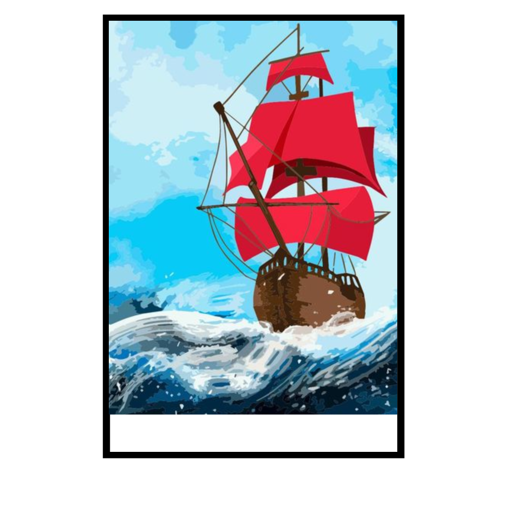 Red Sail Ship Poster