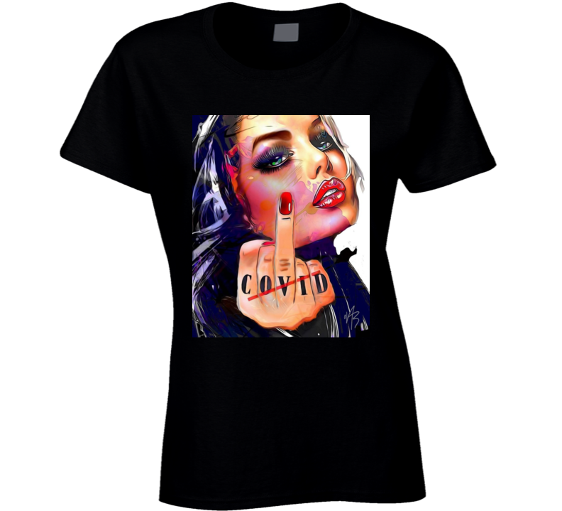 Fuck Covid Retro Art Ladies T Shirt