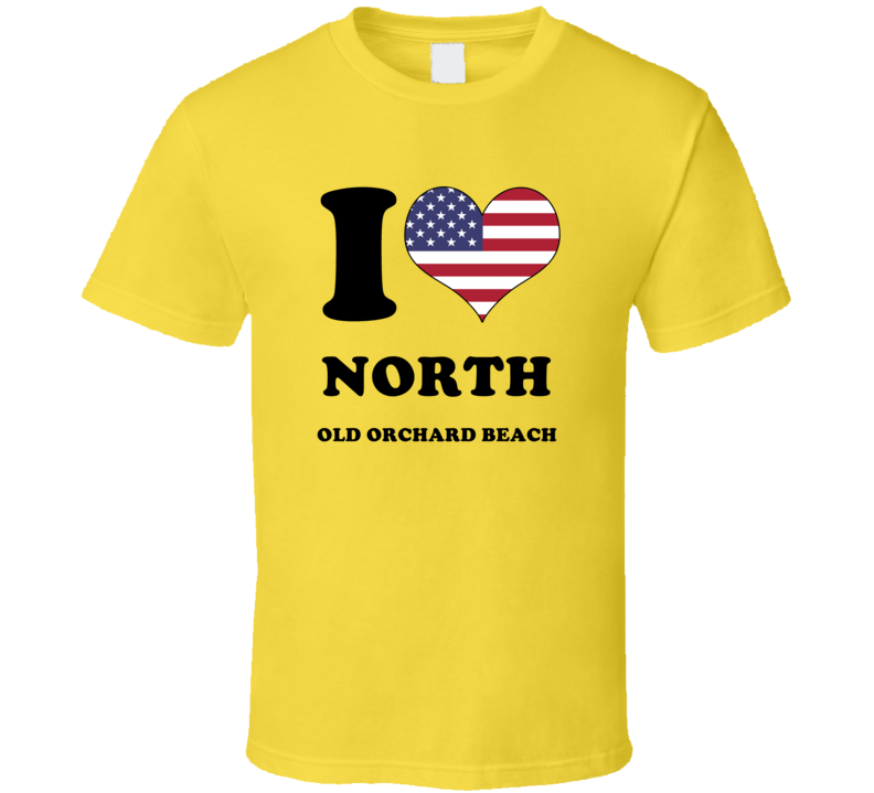 North Old Orchard Beach York Maine New England I Love Heart USA Flag T Shirt