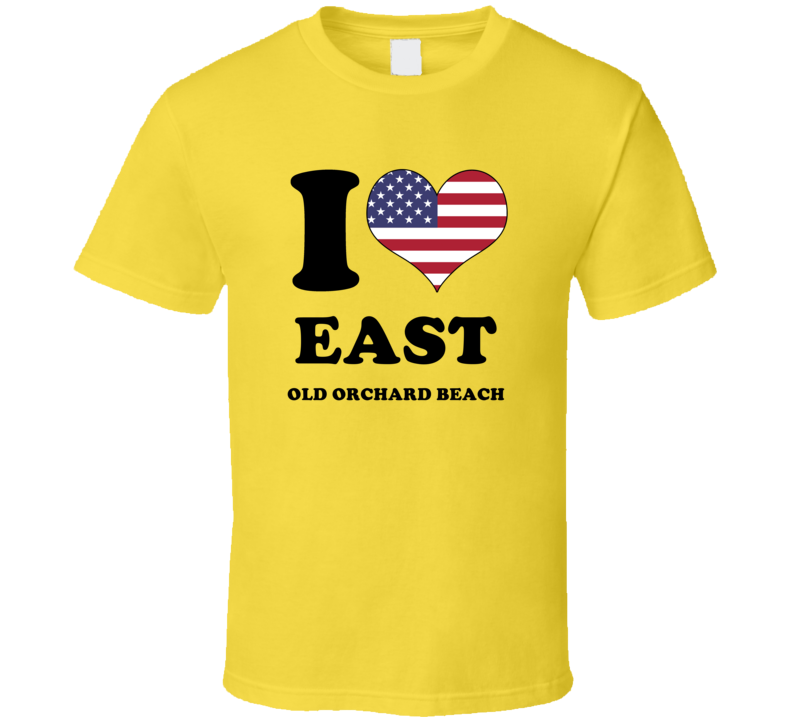 East Old Orchard Beach York Maine New England I Love Heart USA Flag T Shirt