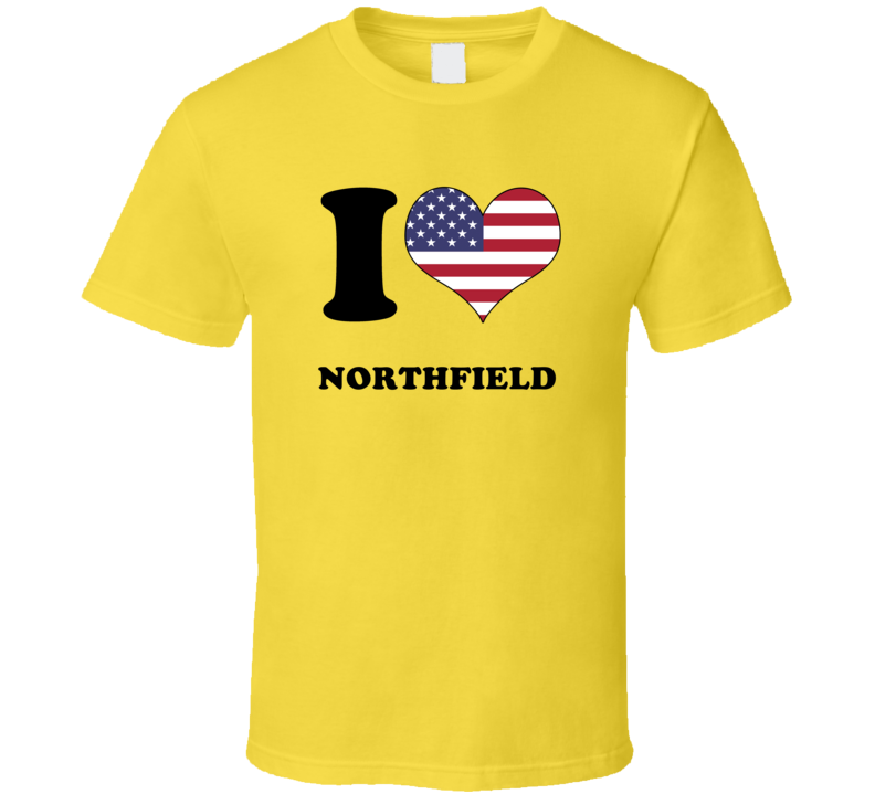 Northfield Washington Maine New England I Love Heart USA Flag T Shirt