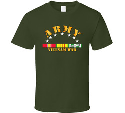 Army - Vietnam War w SVC Ribbons T Shirt 20615235
