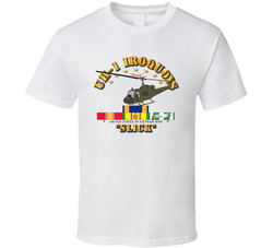UH-1 - Front Oblique Vietnam - Slick w VN SVC Medals T Shirt 24794600