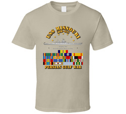 USS Missouri - Persian Gulf War w SVC Ribbons T Shirt 25408517