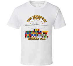 USS Missouri - Korean War w SVC Ribbons T Shirt 25408521