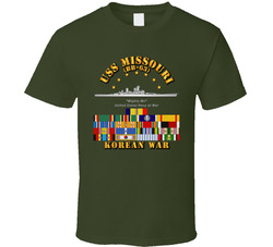 USS Missouri - Korean War w SVC Ribbons T Shirt 25408524