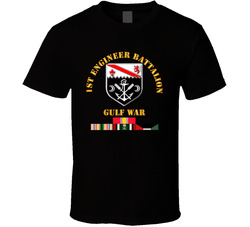 1st Engineer Bn w Gulf War Svc Ribbons T Shirt 27086451