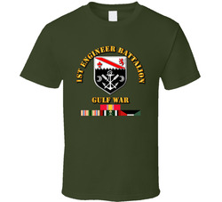 1st Engineer Bn w Gulf War Svc Ribbons T Shirt 27086505