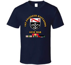1st Engineer Bn w Gulf War Svc Ribbons T Shirt 27086531