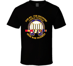 Army - 2nd Bn, 7th Infantry - Iraq Vet W Svc Ribbons T-shirt 31770150