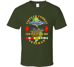 Army - Vietnam Combat Infantry Veteran W 5th Inf Div Mech Ss W Apc V1i T-shirt 34390553
