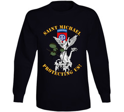 Army - 82nd Airborne Div - Saint Michael - Protecting Us Long Sleeve T Shirt 38433005