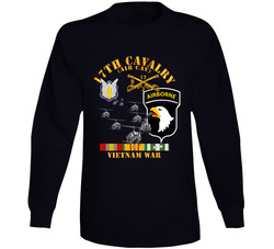 Army - Bravo Troop 2nd Squadron 17th Cav - 101st Airborne Div W Vn Svc Long Sleeve T Shirt 38470145