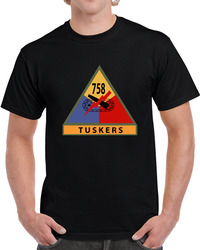 Army - 758th Tank Battalion Ssi W Name Tape T Shirt 38483802