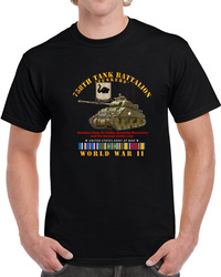 Army - 758th Tank Battalion - Tuskers W Tank Wwii Eu Svc T Shirt 38483806
