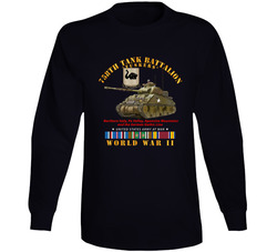 Army - 758th Tank Battalion - Tuskers W Tank Wwii Eu Svc Long Sleeve T Shirt 38483809